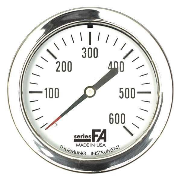 Pressure Gauge, 0 to 600 psi, 1/4 in MNPT, Plastic, Black