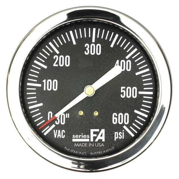 Compound Gauge, -30 to 0 to 400 psi, 1/4 in MNPT, Plastic, Black