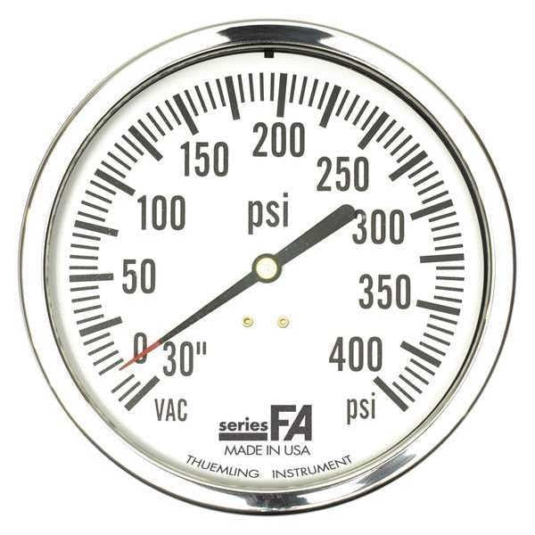 Pressure Gauge, 0 to 400 psi, 1/4 in MNPT, Plastic, Black