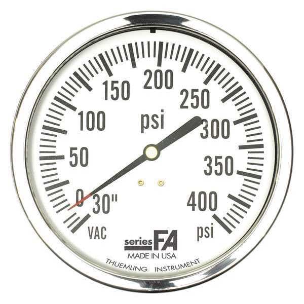 Pressure Gauge, 0 to 600 psi, 1/4 in MNPT, Plastic, Black