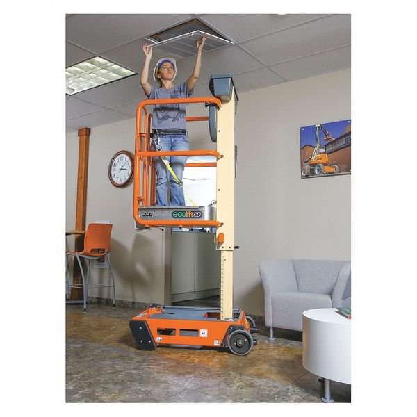 Personnel Lift, Push-Around Drive, 330 lb Load Capacity, 4 ft 11 in Max. Work Height