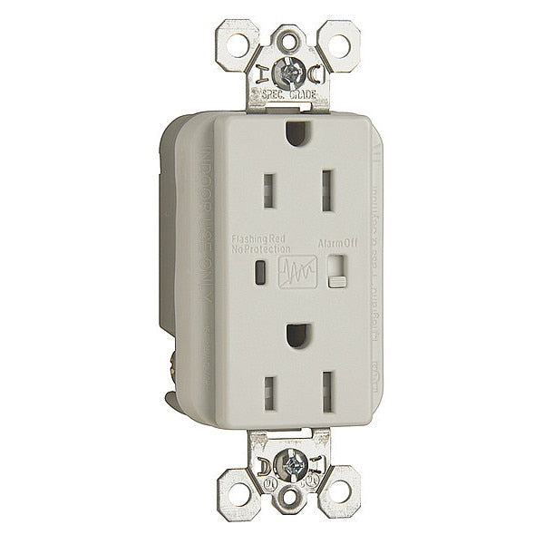 Tamper Resistant Extra Heavy Duty Surge Protective Duplex Receptacle, Number of Gangs: 1 Nylon