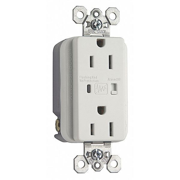 Urge Protective Duplex Receptacle, Number of Gangs: 1 Nylon, Matte Finish, White