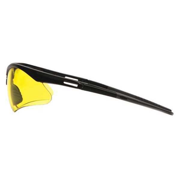 Safety Glasses, Wraparound Amber Polycarbonate Lens, Scratch-Resistant