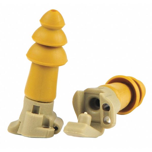 Reusable Corded Ear Plugs, Flanged Shape, 24 dB, 1 Pairs, Yellow