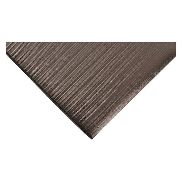 Antifatigue Runner, Black, 12 ft. L x 3 ft. W, Vinyl, Ribbed Surface Pattern, 3/8