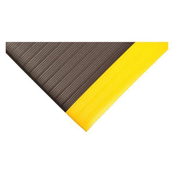 Antifatigue Runner, Black/Yellow, 60 ft. L x 2 ft. W, Vinyl, Ribbed Surface Pattern, 3/8