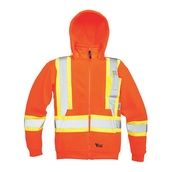 Safety Fleece Hoodie, Orange, S