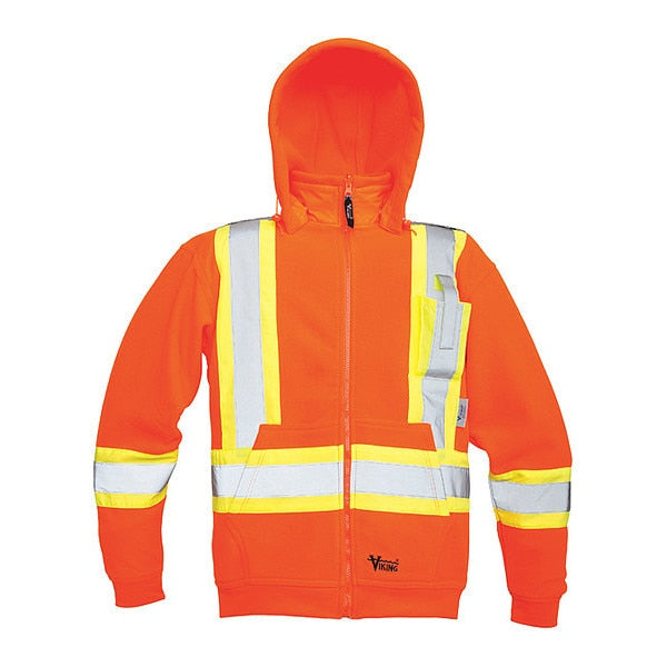 Safety Fleece Hoodie, Orange, M