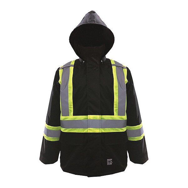 Jacket, Hi-Vis, Class 1,150D, Black, 3XL