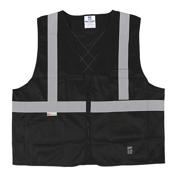Safety Vest, Solid, Zipper, Black, S/M, PK25