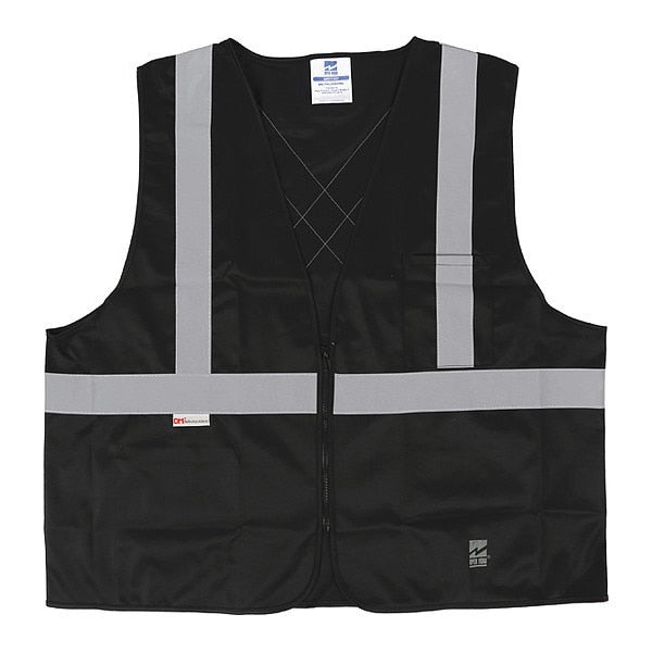 Safety Vest, Solid, Zipper, Black, L/XL, PK25