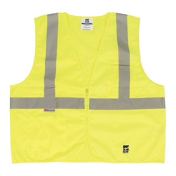 Safety Vest, Zipper, Green, S/M, PK25