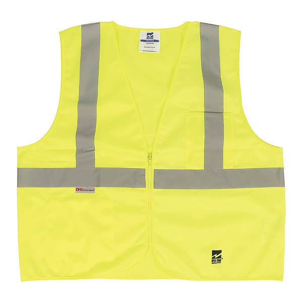 Safety Vest, Solid, Zipper, Grn, 2/3XL, PK25