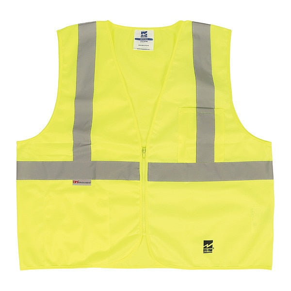 Safety Vest, Solid, Zipper, Grn, 4/5XL, PK25