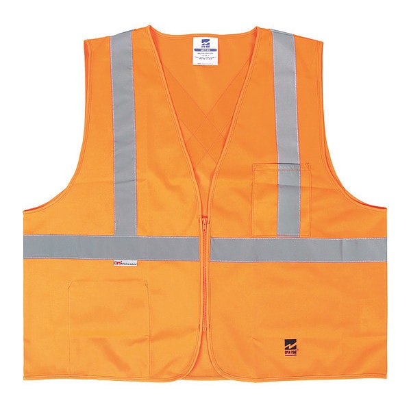 Safety Vest, Solid, Zipper, Org, L/XL, PK25
