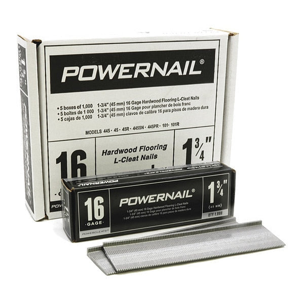 Collated Flooring Nail, 1-3/4 in L, 16 ga, L-Head Head, 5000 PK