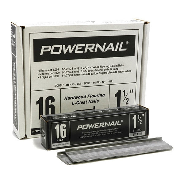 Collated Flooring Nail, 1-1/2 in L, 16 ga, L-Head Head, 5000 PK
