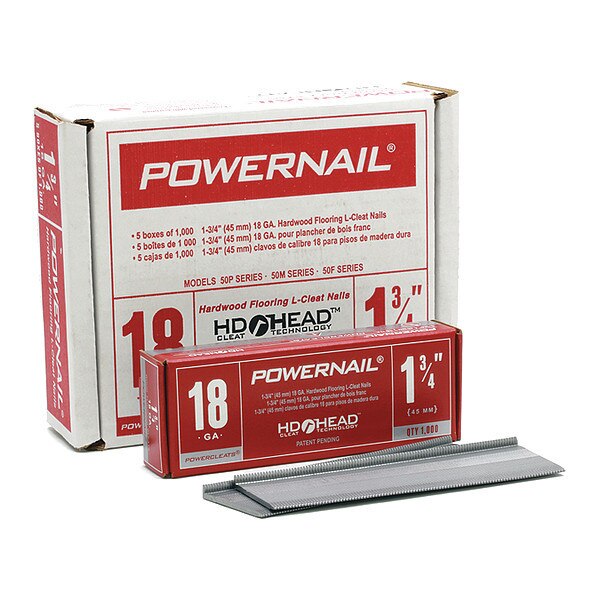 Collated Flooring Nail, 1-3/4 in L, 18 ga, L-Head Head, 5000 PK