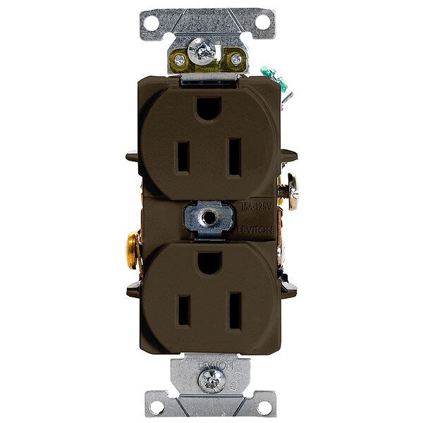 Receptacle, 15 A Amps, 125VAC, Duplex Outlet, 5-15R, Brown