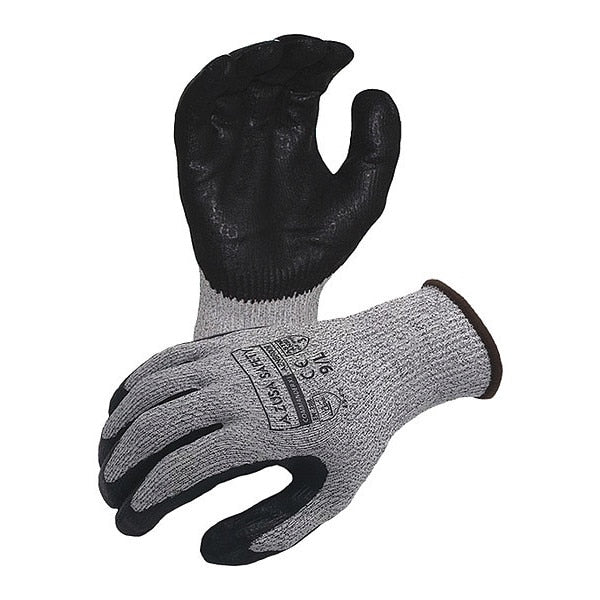 Commander Cut Resistant 13 ga. Gray ANSI A3 Gloves, Black Textured Foam Nitrile Palm Coating, S