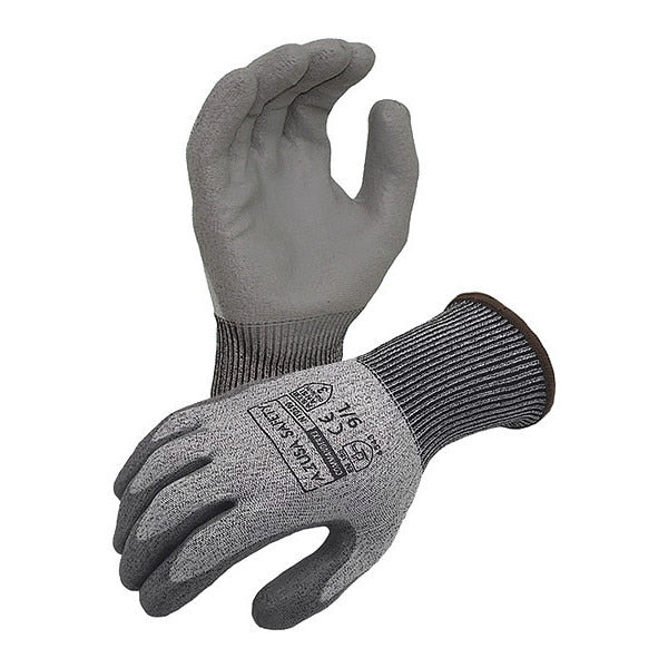 Commander 13 ga. ANSI A3 Cut Resistant Gloves, Polyurethane Palm Coating, Gray, XL
