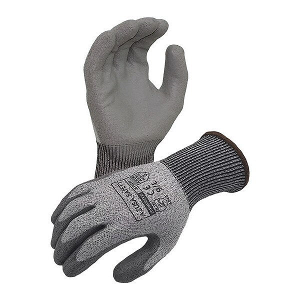 Commander 13 ga. ANSI A3 Cut Resistant Gloves, Polyurethane Palm Coating, Gray, S