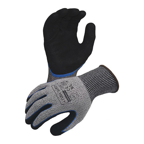 Commander 13 ga. ANSI A4 Cut Resistant Gloves, Double Sandy Foam Nitrile Palm Coating, M