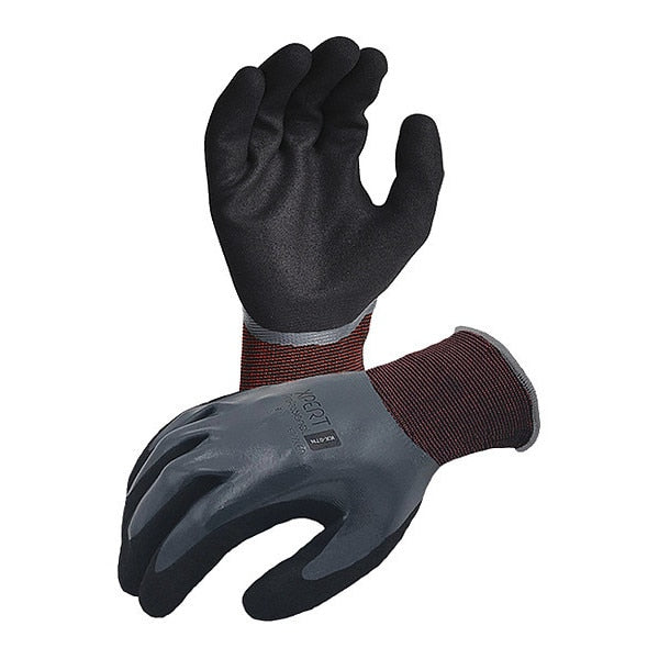 Karbonhex Nylon/Spandex Gloves, Double Dipped Liquid Resistant Sandy Foam Nitrile Palm Coating, 2XL