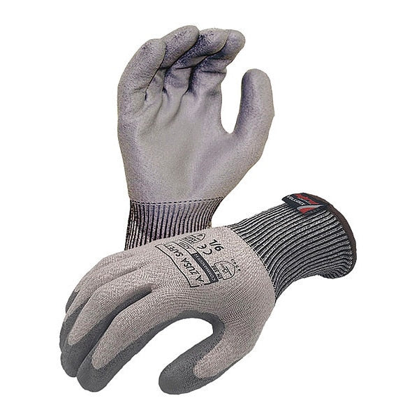 Commander 13 ga. ANSI A4 Cut Resistant Gloves, Polyurethane Palm Coating, Gray, M