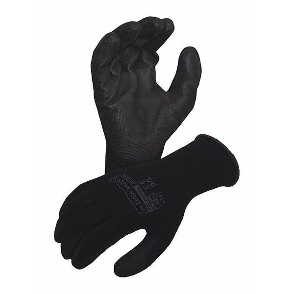 Economy 13 ga. Nylon Gloves, Polyurethane Palm Coating, Black, S