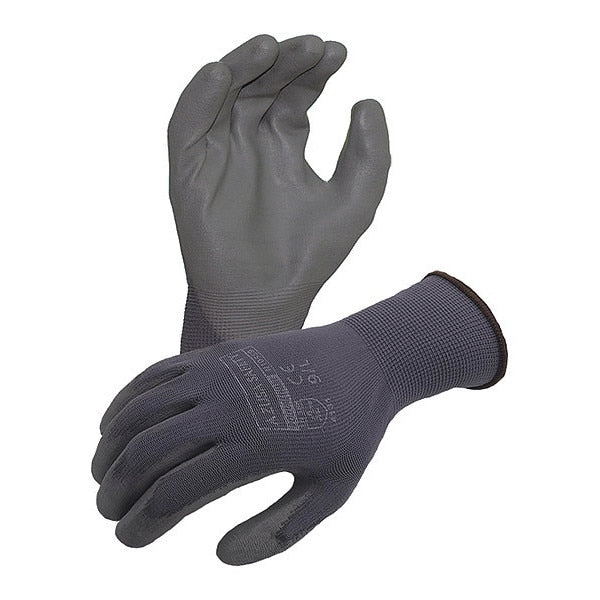 Economy 13 ga. Nylon Gloves, Polyurethane Palm Coating, Gray, XS