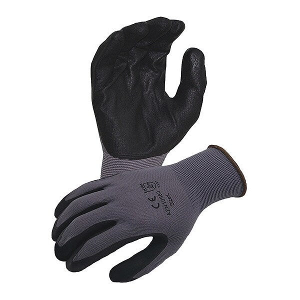 13 ga. Gray Nylon Gloves, Black Micro-Foam Nitrile Palm Coating, M