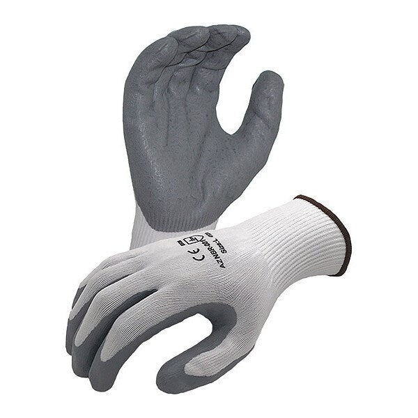 15 ga. Nylon/Lycra Gray Gloves, Black Textured Foam Nitrile Palm Coating, M