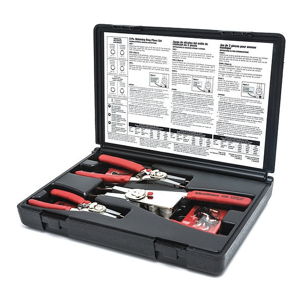 3 Pc. Interchg Tip Conv Retaining Ring Plier Set with Tips