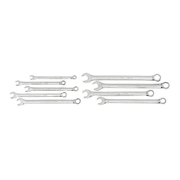 9 Pc. 12 Point Long Pattern Comb MET Wrench Set with Tool Roll