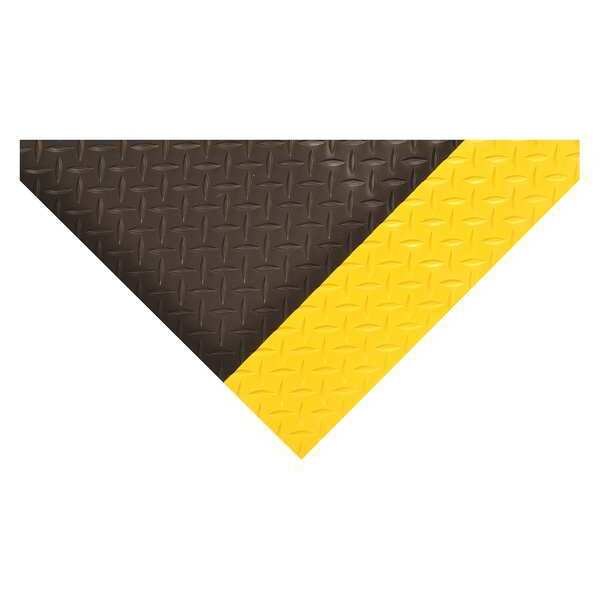 Antifatigue Runner, Black/Yellow, 75 ft. L x 3 ft. W, Vinyl, Diamond Plate Surface Pattern