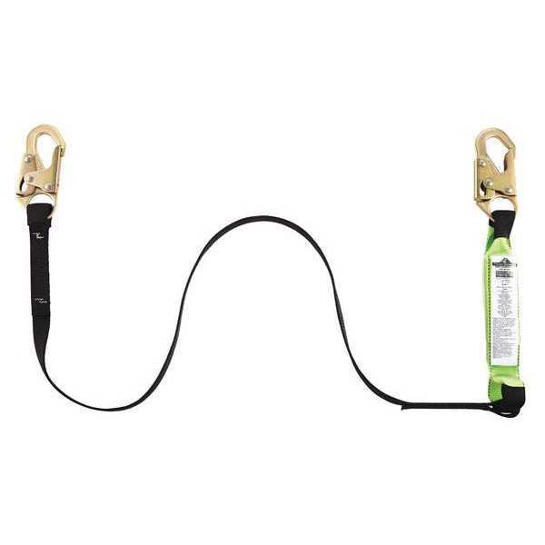 Shock Absorbing Lanyard, 4 ft., 310 lb. Weight Capacity, Black, Green