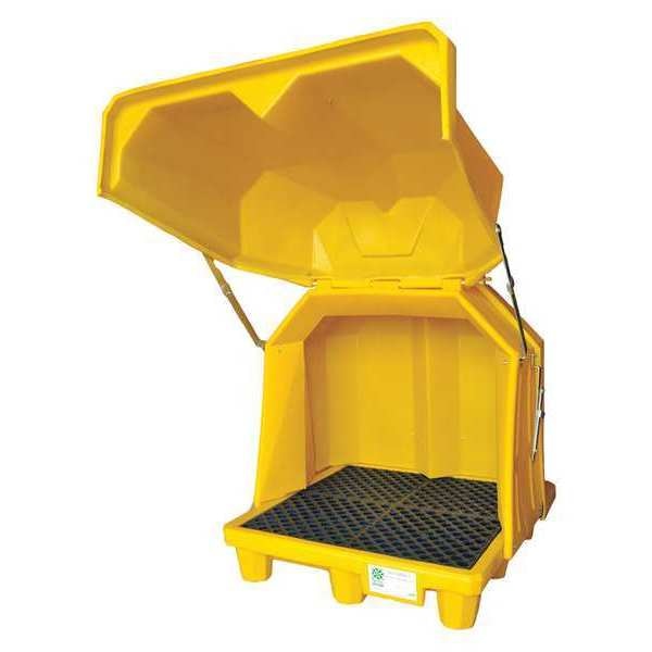 Covered Hard Top Spill Pallet, 66 gal Spill Capacity, 4 Drum, Polyethylene