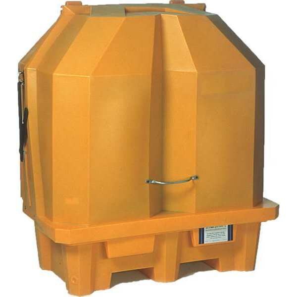 Covered Hard Top Spill Pallet, 66 gal Spill Capacity, 2 Drum, Polyethylene