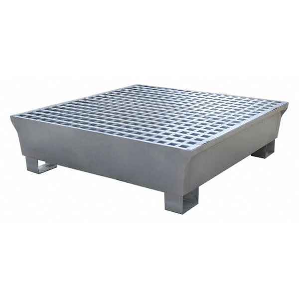 Drum Spill Containment Pallet, 68 gal Spill Capacity, 4 Drum, 3875 lb., Steel