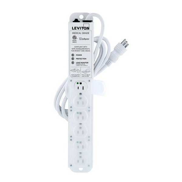 Outlet Strip, 15 A, 7 ft Cord L, 6 Outlets