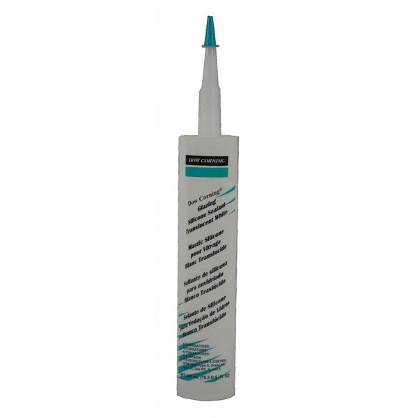 Glazing Sealant, 10.3 oz, Cartridge, Transparent White, RTV Silicone Base
