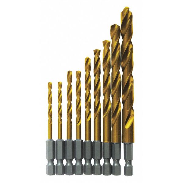 Drill Bit Set, 9 pcs., Titanium Finish