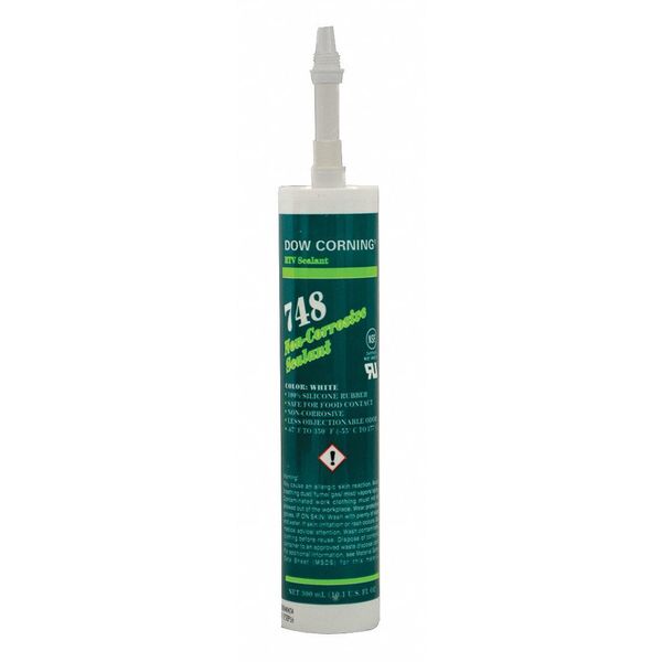 Non-Corrosive Sealant, 10.1 oz, Cartridge, White, Silicone Base