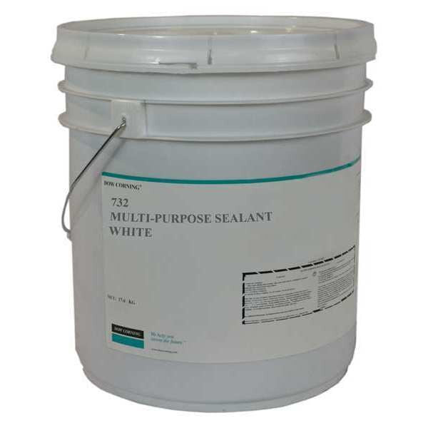 Multi-Purpose Sealant, 624.3 oz, Pail, White, Silicone Base