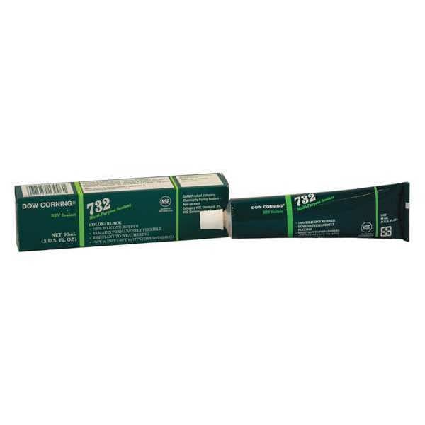 Multi-Purpose Sealant, 3 oz, Tube, Black, Silicone Base