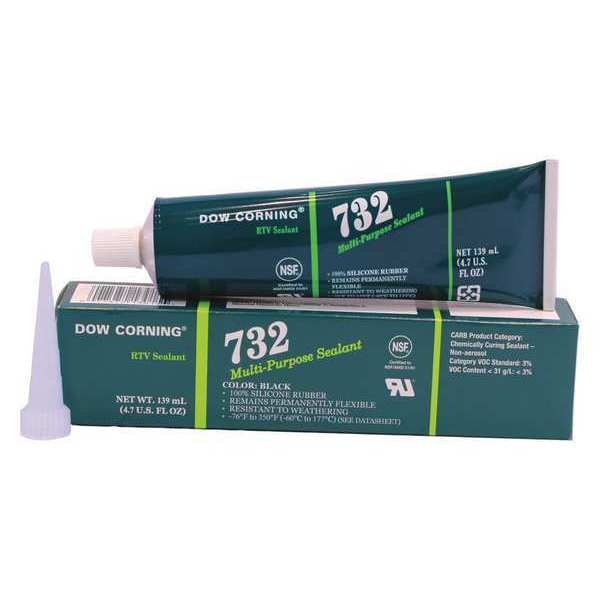 Multi-Purpose Sealant, 4.7 oz, Tube, Black, Silicone Base