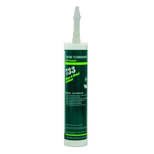 Glass & Metal Sealant, 10.1 oz, Cartridge, Gray, Silicone Elastomer Base