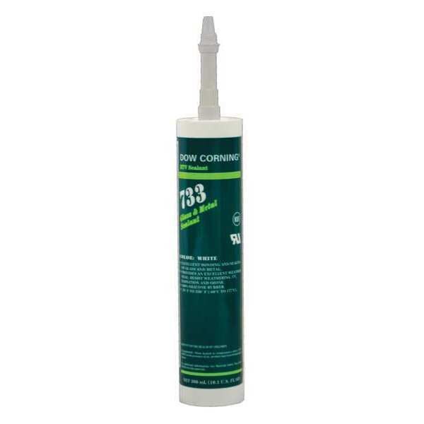 Glass & Metal Sealant, 10.1 oz, Cartridge, White, Silicone Elastomer Base
